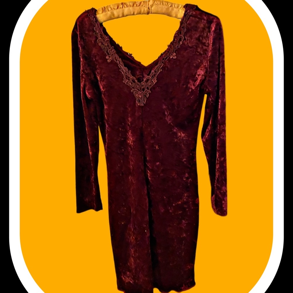 Vintage Italian crush velvet red dress.